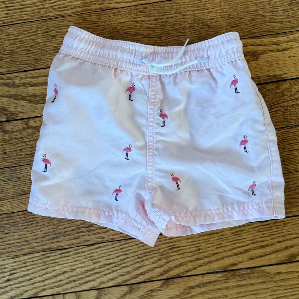 Janie and Jack Pink Flamingo Swim Trunks - Size 18-24 Months